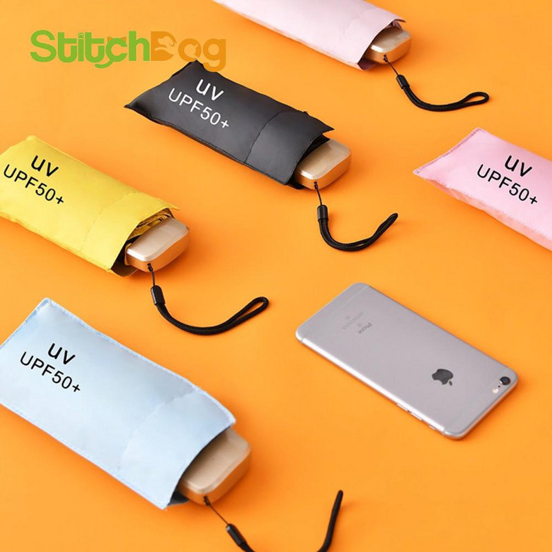 Itin lengvi 50% nuolaida saulėtiems skėčiams sulankstomi skėčiai mini kišeniniai skėčiai kūrybingi vinilo apsauga nuo saulės skėčio kišenė nuo saulės