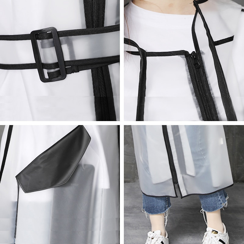 Felnőtt, hosszú, átlátszó vízálló esőkabát női esőkabát Férfi poncsó derékpántos kapucnis esőkabát túrázáshoz kerékpáros esőruházat