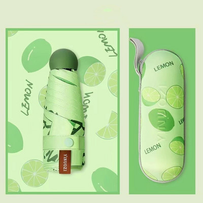 Mini umbrelă cu cinci ori Capsule de fructe Umbrelă de soare pentru femei Protecție solară Protecție UV Umbrelă de soare pliabilă