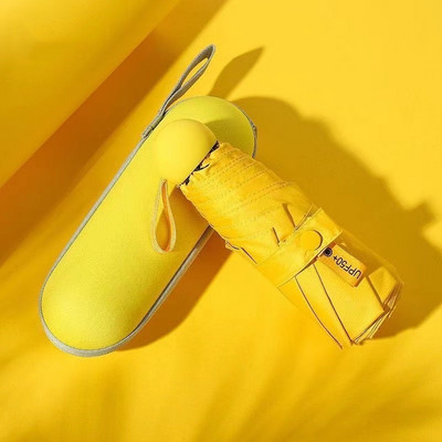 Mini umbrelă cu cinci ori Capsule de fructe Umbrelă de soare pentru femei Protecție solară Protecție UV Umbrelă de soare pliabilă