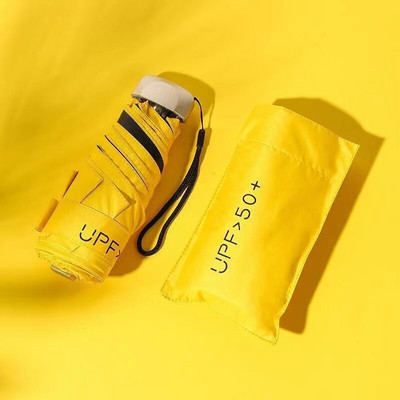 Mini umbrelă cu cinci ori Capsule de fructe Umbrelă de soare pentru femei Protecție solară Protecție UV Umbrelă de soare pliabilă