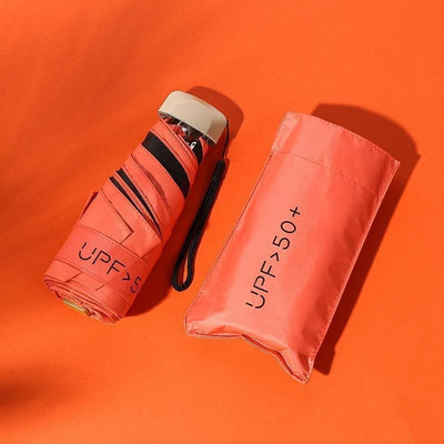 Mini umbrelă cu cinci ori Capsule de fructe Umbrelă de soare pentru femei Protecție solară Protecție UV Umbrelă de soare pliabilă