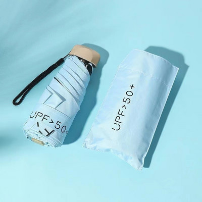 Mini umbrelă cu cinci ori Capsule de fructe Umbrelă de soare pentru femei Protecție solară Protecție UV Umbrelă de soare pliabilă