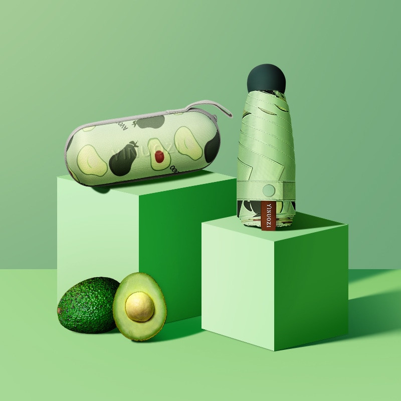 Mini umbrelă cu cinci ori Capsule de fructe Umbrelă de soare pentru femei Protecție solară Protecție UV Umbrelă de soare pliabilă