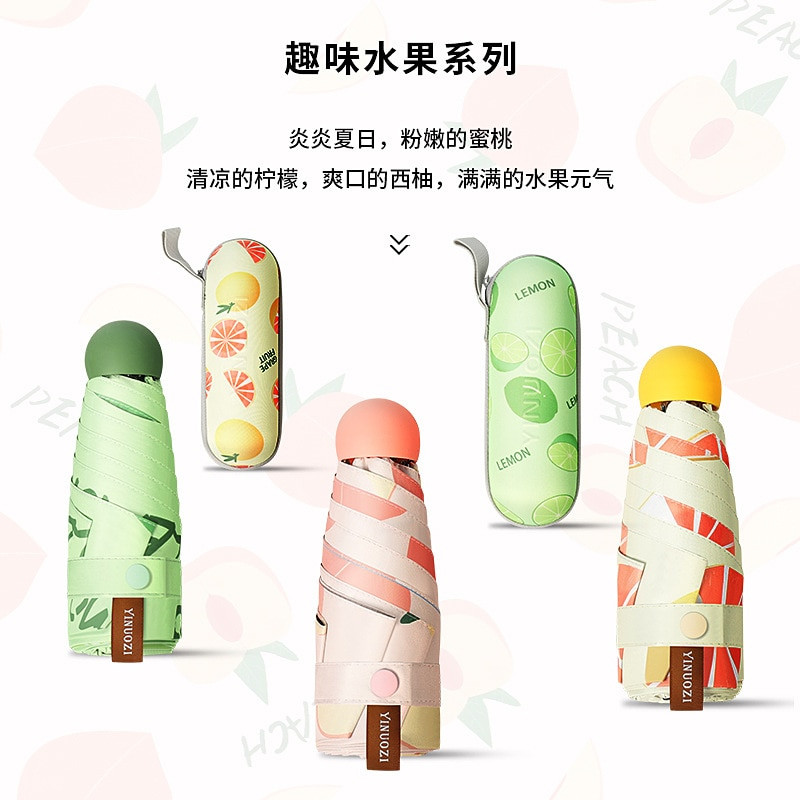 Mini umbrelă cu cinci ori Capsule de fructe Umbrelă de soare pentru femei Protecție solară Protecție UV Umbrelă de soare pliabilă