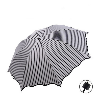 Dáždnik s čiernym náterom proti UV žiareniu, kvet ibišteka, princezná, dievča, módny vlnitý slnečník