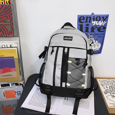 Tekstilni muški ruksak s vezicama i patentnim zatvaračem