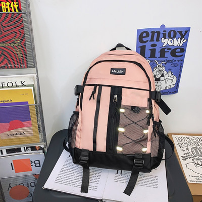 Tekstilni muški ruksak s vezicama i patentnim zatvaračem