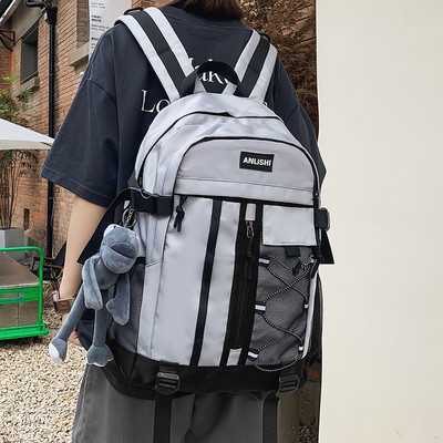 Tekstilni muški ruksak s vezicama i patentnim zatvaračem