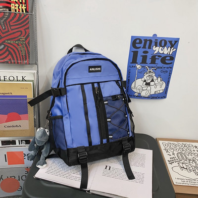 Tekstilni muški ruksak s vezicama i patentnim zatvaračem