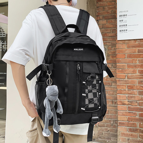 Tekstilni muški ruksak s vezicama i patentnim zatvaračem