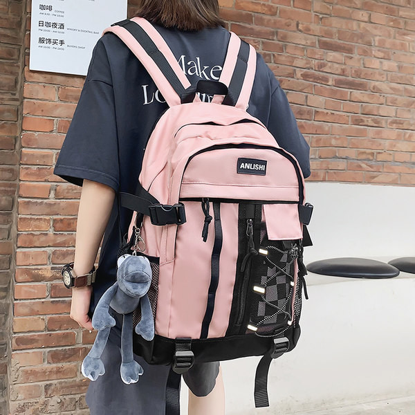 Tekstilni muški ruksak s vezicama i patentnim zatvaračem