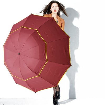 Αντιανεμική μεγάλη 130cm μεγάλη ομπρέλα διπλής στρώσης ανδρική ομπρέλα βροχής γυναίκα φορητή ομπρέλα αρσενική γυναίκα Επαγγελματικές ομπρέλες Sun 3 Floding
