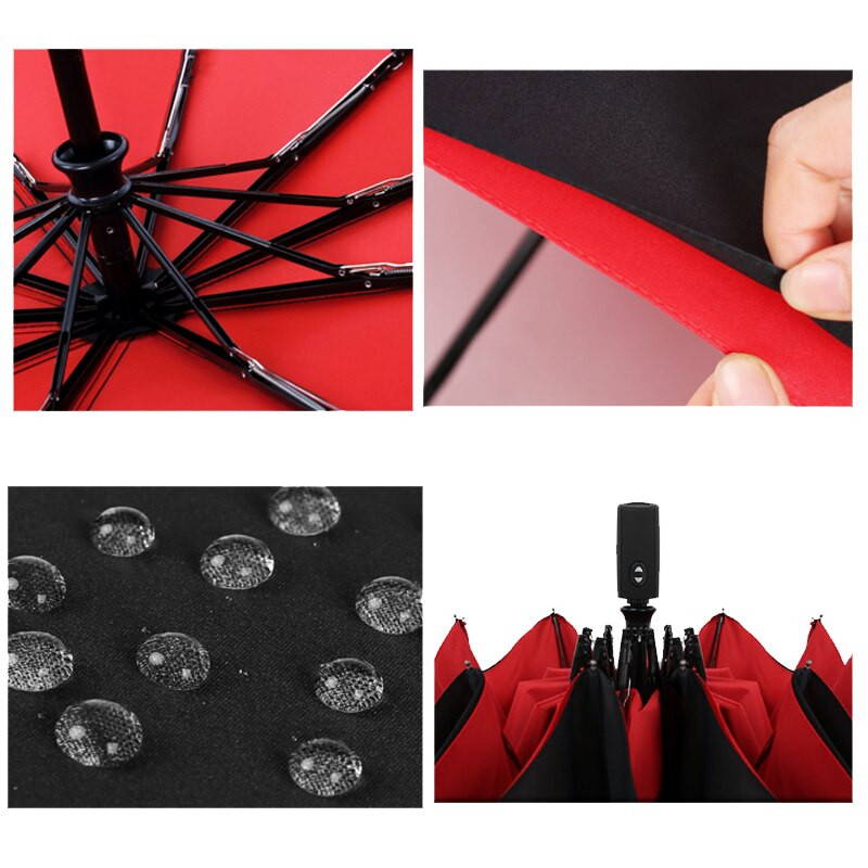 Automatický skladací dvojvrstvový silný vetruodolný dáždnik, mužský, desaťkostný, veľký, obchodný, slnečník, slnečník pre ženy a mužov