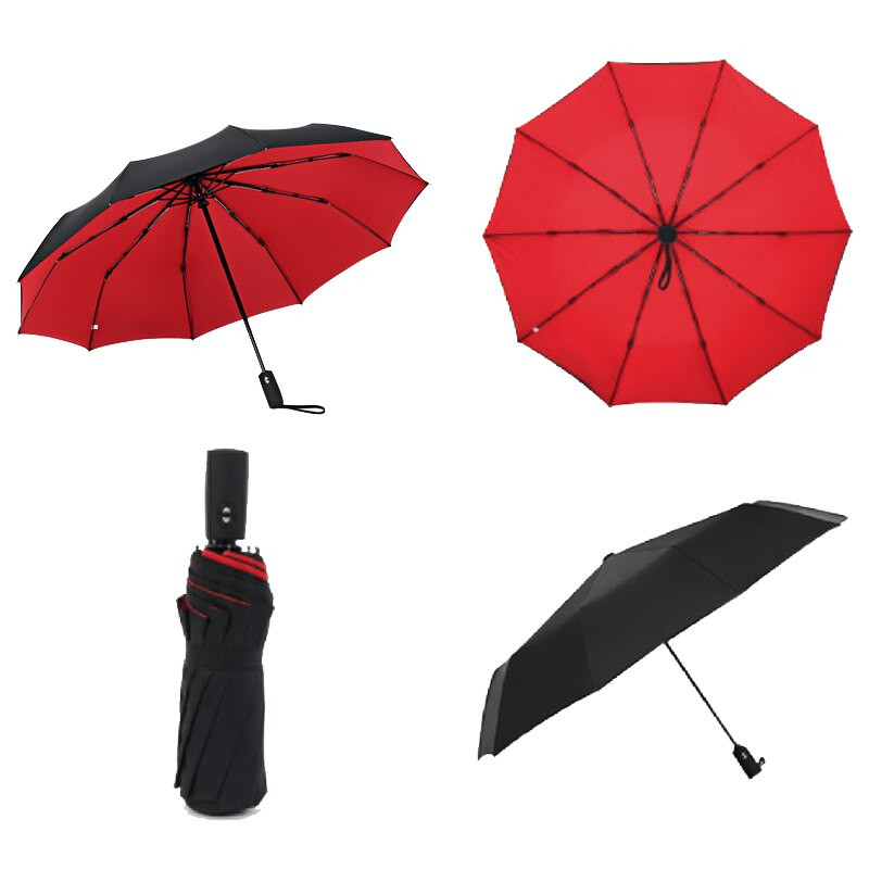 Automatický skladací dvojvrstvový silný vetruodolný dáždnik, mužský, desaťkostný, veľký, obchodný, slnečník, slnečník pre ženy a mužov
