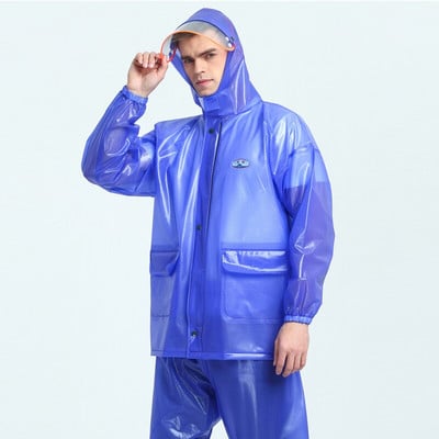 Moteriškas vyriškas lietpaltis, skirtas važinėtis dviračiais lauko motociklų turizmui žygiams suaugusiems, permatomos, vandeniui atsparios striukės ir kelnių komplektai