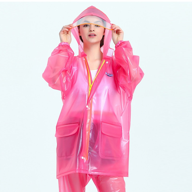 Moteriškas vyriškas lietpaltis, skirtas važinėtis dviračiais lauko motociklų turizmui žygiams suaugusiems, permatomos, vandeniui atsparios striukės ir kelnių komplektai