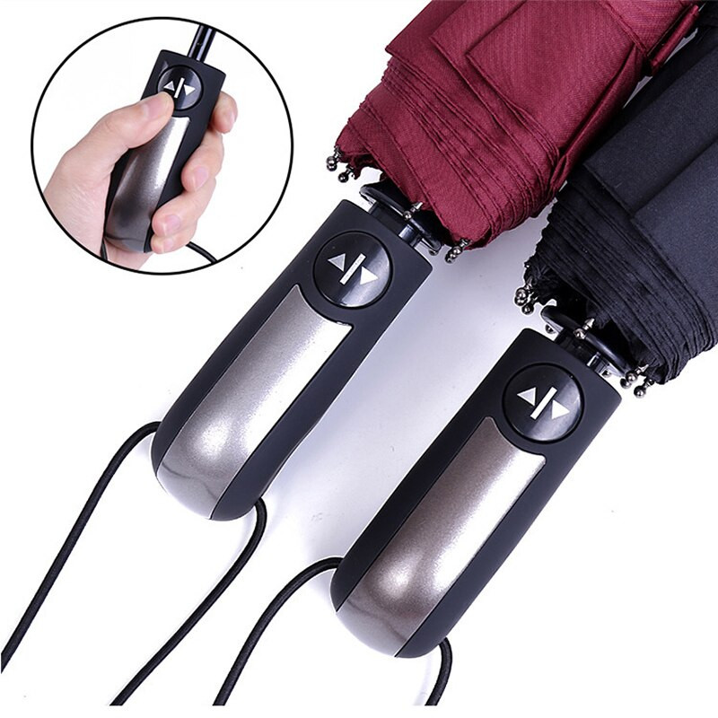Ветроустойчив, напълно автоматичен три сгъваем чадър Ten Bone Auto Large Windproof Business Umbrella Rain Black Coating Parasol