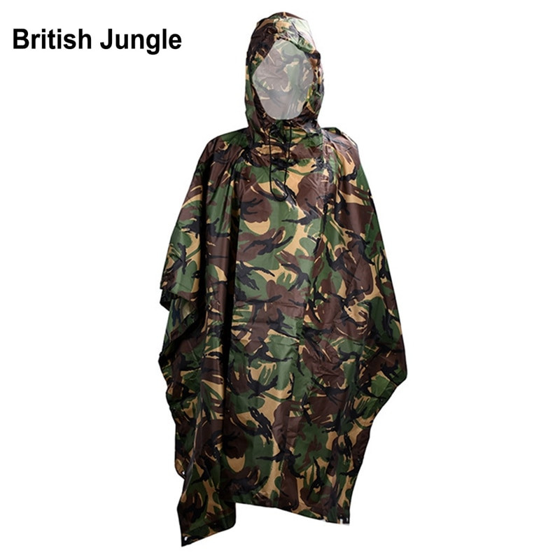 Vízálló hordható poncsó terepszínű huzat kemping vadászruhákhoz Multifunkciós poncsó menedék katonai vészhelyzeti esőkabát