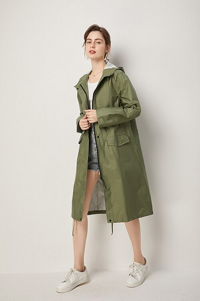 Dámsky štýlový jednofarebný žltý pršiplášť s pončom a nepremokavou kapucňou a vreckami