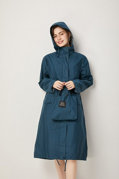 Dámsky štýlový jednofarebný žltý pršiplášť s pončom a nepremokavou kapucňou a vreckami