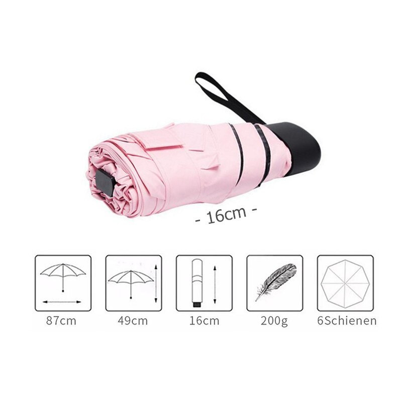 Moteriškas mažas kišeninis skėtis, nešiojamas plokšti lietaus skėčiai 5 sulankstomi saulės lietaus lengvi unisex skėtis mergaičių keliaujantys lietaus drabužiai