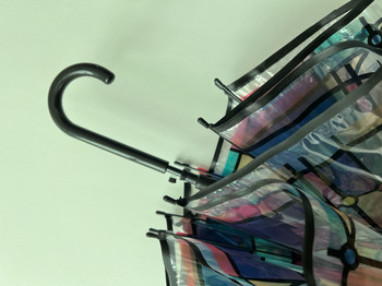 Διαφανής έγχρωμη ομπρέλα Creative Long Handle Automatic Rainny Colorful Printing Umbrella for Women Children