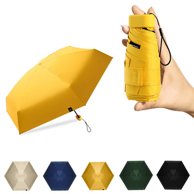 Ženski kišobran Anti-UV džepni mini kišobran otporan na vjetar, izdržljiv, 6 sklopivih suncobrana, prijenosna krema za sunčanje, ženski suncobran