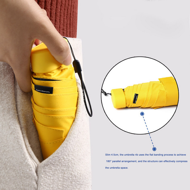 Sieviešu lietussargs pret UV kabatas mini lietussargs lietus, vēja necaurlaidīgs, izturīgs, 6 salokāmi saulessargi, pārnēsājami sieviešu saulessargi