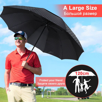 Διπλό στρώμα 3 πτυσσόμενη ομπρέλα Βροχή Γυναικείες Ανδρικές μεγάλες 10 K αντιανεμικές επαγγελματικές ομπρέλες ανδρικές ομπρέλες σκούρου πλέγματος Οικογενειακό ταξίδι Παραγουά