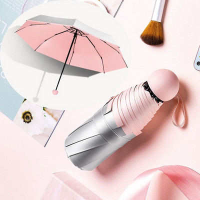Нов джобен мини чадър с 8 ребра Anti UV Paraguas Sun Umbrella Rain Windproof Light Сгъваеми преносими чадъри за жени, деца