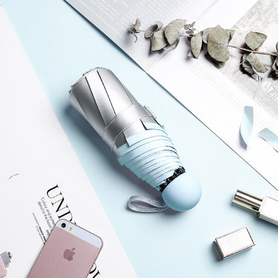 Nový 8-rebrový vreckový mini dáždnik s UV ochranou, slnečný dáždnik, vetruodolný, ľahký, skladací, prenosný dáždnik pre ženy a deti