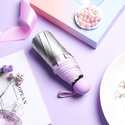 Nový 8-rebrový vreckový mini dáždnik s UV ochranou, slnečný dáždnik, vetruodolný, ľahký, skladací, prenosný dáždnik pre ženy a deti