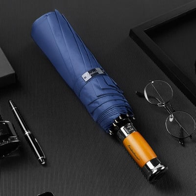 Originálny značkový veľký dáždnik pre mužov, biznis, 1,2 metra, plne automatický dáždnik, vetruodolný, 10K drevená rukoväť, golfový dáždnik do dažďa