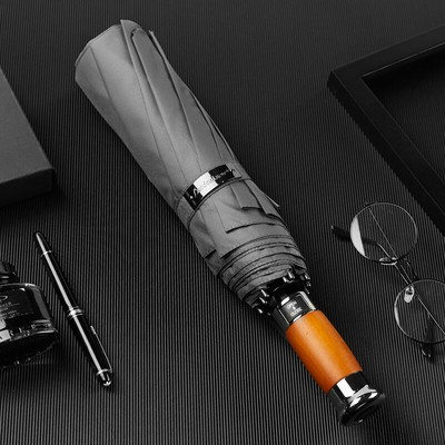 Originálny značkový veľký dáždnik pre mužov, biznis, 1,2 metra, plne automatický dáždnik, vetruodolný, 10K drevená rukoväť, golfový dáždnik do dažďa