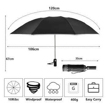 Πλήρως αυτόματη ομπρέλα LED πτυσσόμενη αδιάβροχη αντιανεμική κορυφαίας ποιότητας, ανθεκτική φορητή ομπρέλα με διευρυμένη γωνία για επιχειρήσεις