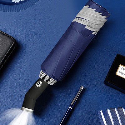 Pilnībā automātisks lietussarga LED salokāms lietus necaurlaidīgs vēja necaurlaidīgs augstākās klases izturīgs biznesam ar regulējamu leņķi paplašināts pārnēsājams saulessargs