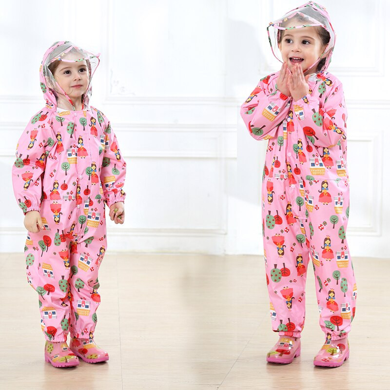 Detský módny nepremokavý overal s kapucňou pre deti od 2 do 10 rokov, jednodielny pršiplášť s kreslenými postavičkami pre deti od 1 do 10 rokov