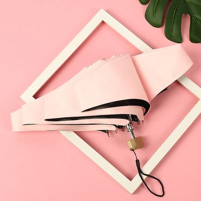 Veľmi malý UV slnečný dáždnik s vreckom, mini dáždnik s ochranou pred slnkom a ultrafialovým žiarením, čierny povlak