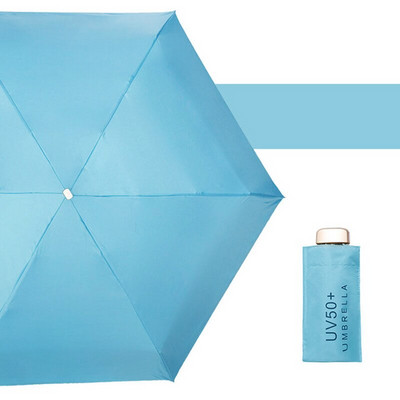 Veľmi malý UV slnečný dáždnik s vreckom, mini dáždnik s ochranou pred slnkom a ultrafialovým žiarením, čierny povlak