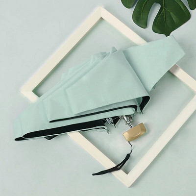 Veľmi malý UV slnečný dáždnik s vreckom, mini dáždnik s ochranou pred slnkom a ultrafialovým žiarením, čierny povlak