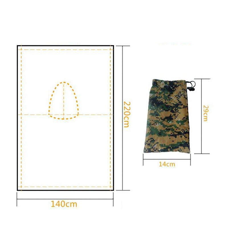 Maskovací skladací pršiplášť na turistiku, prenosný taktický pončo pre mužov, nepremokavý turistický zbaliteľný pršiplášť, armádny pršiplášť