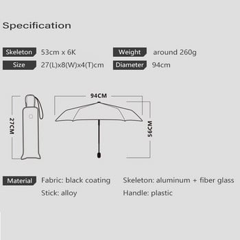 Αυτόματο Umbrella Rain Girl Ultra Light Ταξιδιωτικό αντηλιακό Umbrella Girl Anti-UV φορητό εγχειρίδιο Πτυσσόμενη ομπρέλα