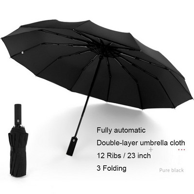 Visiškai automatinis negabaritinis sutvirtintas skėtis Trys sulankstomi vyriški moteriški skėtis nuo saulės skėtis nuo lietaus moterų vėjui atsparus verslo skėtis