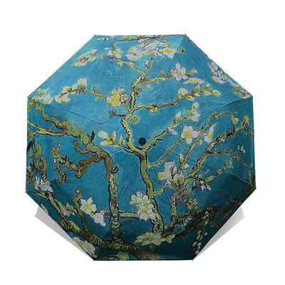 ΣΑΝ ΒΡΟΧΗ Πτυσσόμενη ομπρέλα Γυναικεία Βαν Γκογκ Ζωγραφική Κινεζική Τέχνη Sakura Ομπρέλες Βροχή Γυναικείες αντιανεμικές αντι-UV ομπρέλα ηλίου YHS03