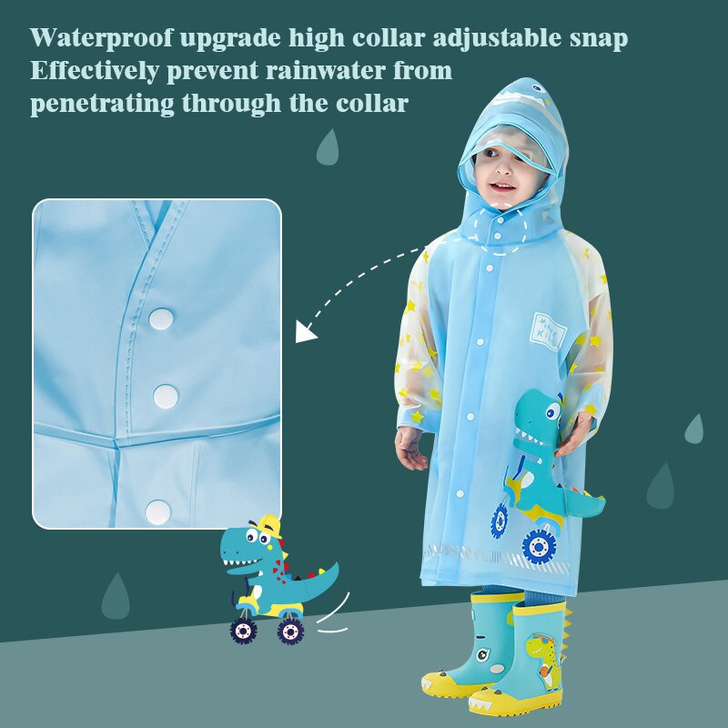 2021 Doprava zdarma Roztomilý detský pršiplášť pre chlapcov a dievčatá Nepremokavý overal s kapucňou, kreslený film s dinosaurom, detské pršiplášte a nohavice