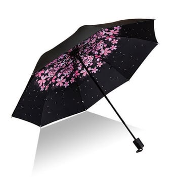 Ανδρική ομπρέλα κορυφαίας ποιότητας Rain Woman Αντιανεμική Μεγάλη Paraguas 3D Flower Print Sunny Anti-Sun 3 πτυσσόμενη ομπρέλα εξωτερικού χώρου Parapluie