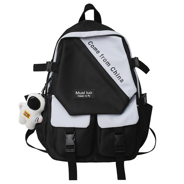 Rucsac pentru bărbați cu breloc și inscripție