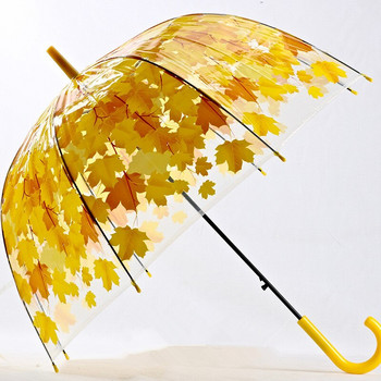 Γυναικεία ομπρέλα 4 χρωμάτων Δημιουργική ομπρέλα χαριτωμένη φρέσκια PVC διάφανα φύλλα μανιταριού Ομπρέλα αψίδας κλουβιού Παιδική ομπρέλα μακριά/βροχής