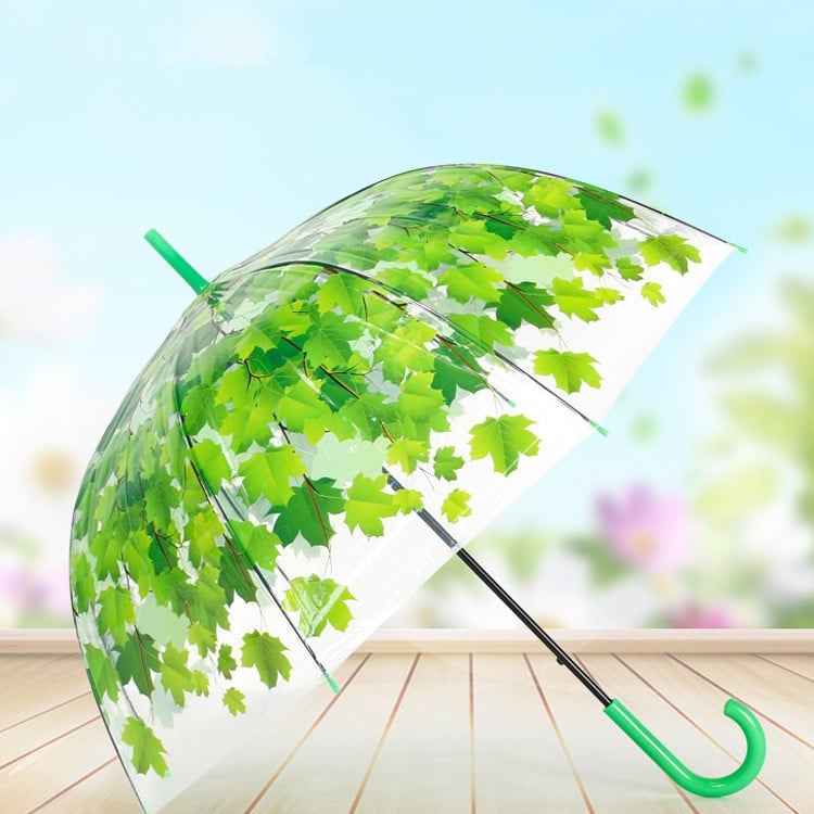 Γυναικεία ομπρέλα 4 χρωμάτων Δημιουργική ομπρέλα χαριτωμένη φρέσκια PVC διάφανα φύλλα μανιταριού Ομπρέλα αψίδας κλουβιού Παιδική ομπρέλα μακριά/βροχής